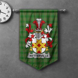 ScotsTee Shop Irish Netterville or Netterfield Clan Coat of Arms Irish Tartan Gonfalon Flag