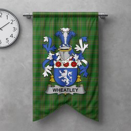 ScotsTee Shop Irish Wheatley Clan Coat of Arms Irish Tartan Gonfalon Flag
