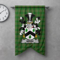 ScotsTee Shop Irish Shore Clan Coat of Arms Irish Tartan Gonfalon Flag