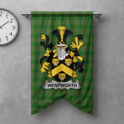 ScotsTee Shop Irish Wentworth Clan Coat of Arms Irish Tartan Gonfalon Flag