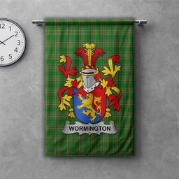 ScotsTee Shop Irish Wormington Clan Coat of Arms Irish Tartan Gonfalon Flag