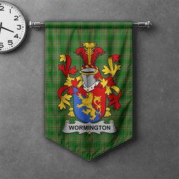 ScotsTee Shop Irish Wormington Clan Coat of Arms Irish Tartan Gonfalon Flag