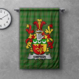 ScotsTee Shop Irish Simpson Clan Coat of Arms Irish Tartan Gonfalon Flag