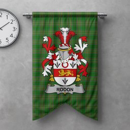 ScotsTee Shop Irish Rodon or Rodden Clan Coat of Arms Irish Tartan Gonfalon Flag