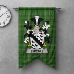 ScotsTee Shop Irish Tempest Clan Coat of Arms Irish Tartan Gonfalon Flag