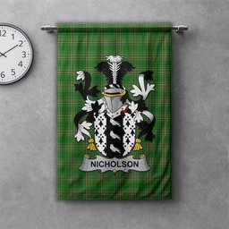 ScotsTee Shop Irish Nicholson Clan Coat of Arms Irish Tartan Gonfalon Flag