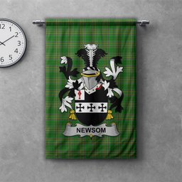 ScotsTee Shop Irish Newsom or Newsam Clan Coat of Arms Irish Tartan Gonfalon Flag