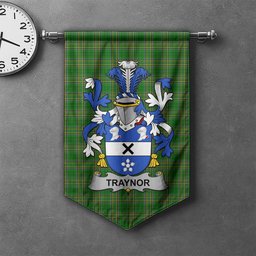 ScotsTee Shop Irish Traynor or Trainer Clan Coat of Arms Irish Tartan Gonfalon Flag