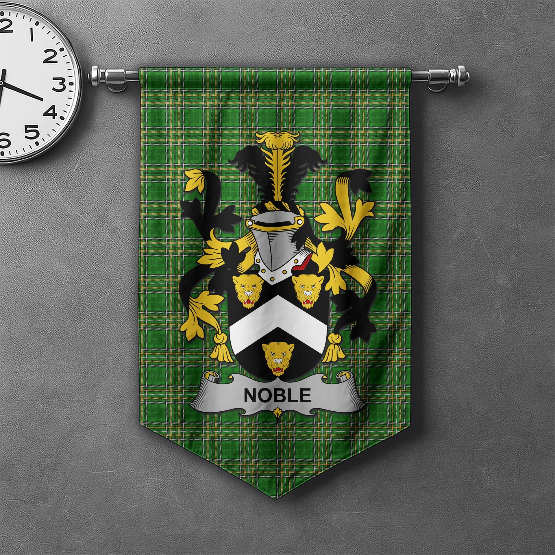 ScotsTee Shop Irish Noble Clan Coat of Arms Irish Tartan Gonfalon Flag