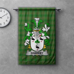 ScotsTee Shop Irish Sharkey or O'Sharkey Clan Coat of Arms Irish Tartan Gonfalon Flag