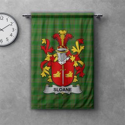 ScotsTee Shop Irish Sloane Clan Coat of Arms Irish Tartan Gonfalon Flag