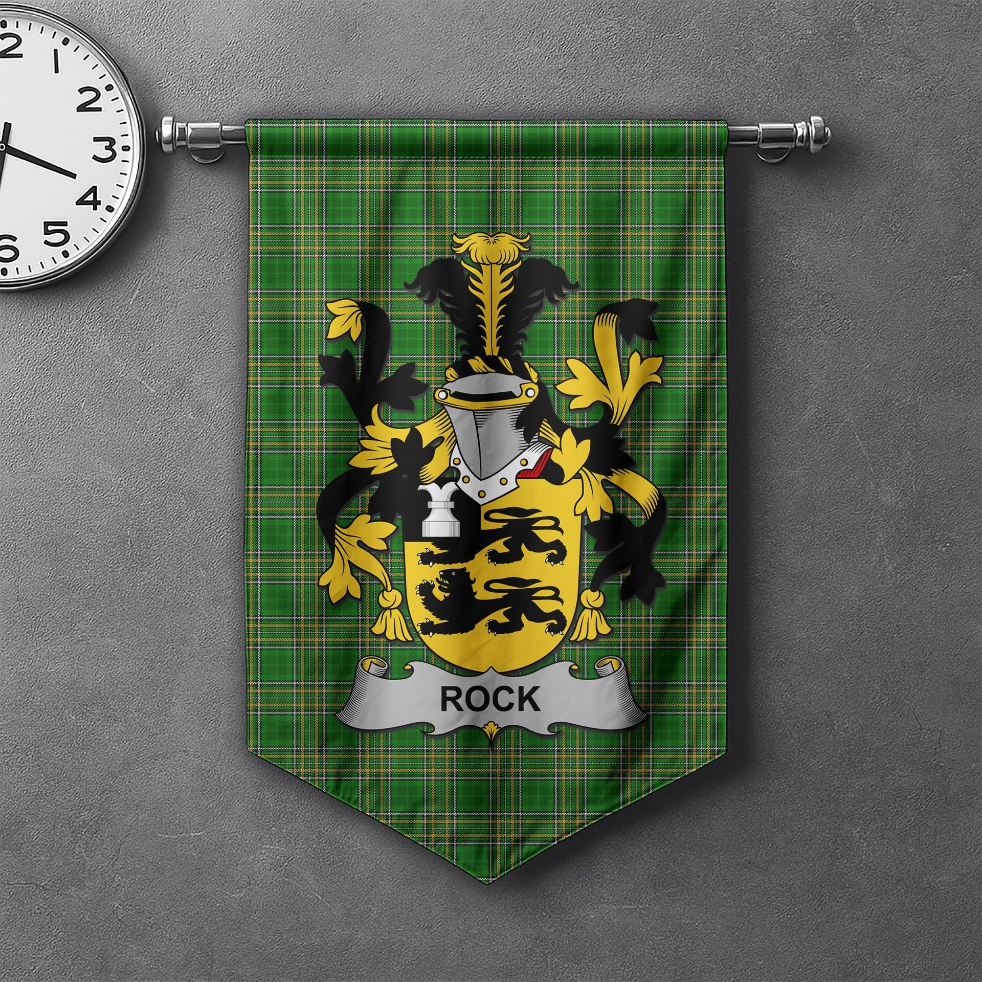 ScotsTee Shop Irish Rock Clan Coat of Arms Irish Tartan Gonfalon Flag