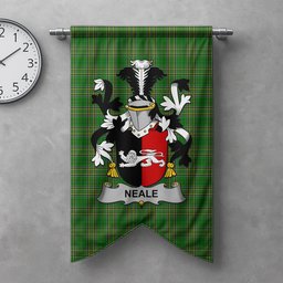 ScotsTee Shop Irish Neale Clan Coat of Arms Irish Tartan Gonfalon Flag
