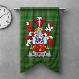 ScotsTee Shop Irish Mulvihill or O'Mulvihill Clan Coat of Arms Irish Tartan Gonfalon Flag