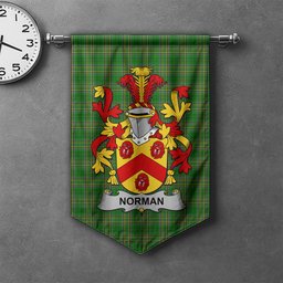ScotsTee Shop Irish Norman Clan Coat of Arms Irish Tartan Gonfalon Flag