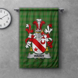 ScotsTee Shop Irish Waddy Clan Coat of Arms Irish Tartan Gonfalon Flag