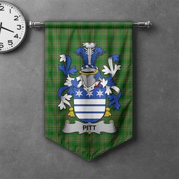 ScotsTee Shop Irish Pitt Clan Coat of Arms Irish Tartan Gonfalon Flag
