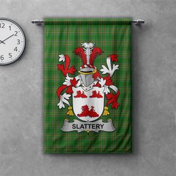 ScotsTee Shop Irish Slattery or O'Slattery Clan Coat of Arms Irish Tartan Gonfalon Flag