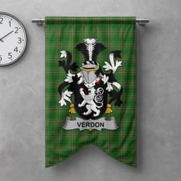 ScotsTee Shop Irish Verdon Clan Coat of Arms Irish Tartan Gonfalon Flag