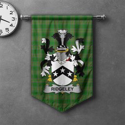 ScotsTee Shop Irish Ridgeley Clan Coat of Arms Irish Tartan Gonfalon Flag