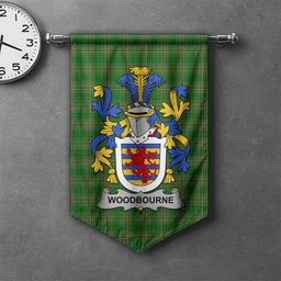 ScotsTee Shop Irish Woodbourne Clan Coat of Arms Irish Tartan Gonfalon Flag