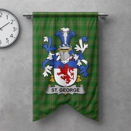 ScotsTee Shop Irish St. George Clan Coat of Arms Irish Tartan Gonfalon Flag