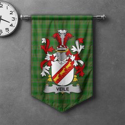 ScotsTee Shop Irish Veile or Veale Clan Coat of Arms Irish Tartan Gonfalon Flag