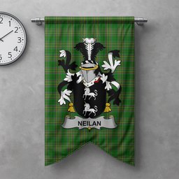 ScotsTee Shop Irish Neilan or O'Neylan Clan Coat of Arms Irish Tartan Gonfalon Flag