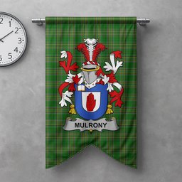 ScotsTee Shop Irish Mulrony or O'Mulroney Clan Coat of Arms Irish Tartan Gonfalon Flag
