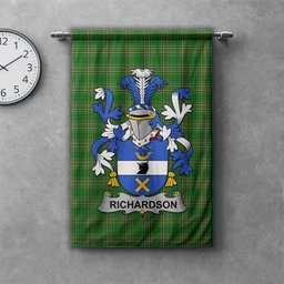 ScotsTee Shop Irish Richardson Clan Coat of Arms Irish Tartan Gonfalon Flag