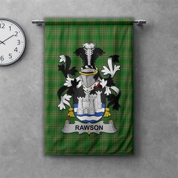 ScotsTee Shop Irish Rawson Clan Coat of Arms Irish Tartan Gonfalon Flag