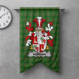 ScotsTee Shop Irish Riordan or O'Rearden Clan Coat of Arms Irish Tartan Gonfalon Flag