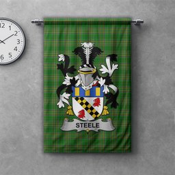 ScotsTee Shop Irish Steele Clan Coat of Arms Irish Tartan Gonfalon Flag