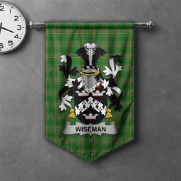 ScotsTee Shop Irish Wiseman Clan Coat of Arms Irish Tartan Gonfalon Flag