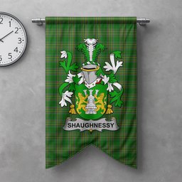 ScotsTee Shop Irish Shaughnessy or O'Shaughnessy Clan Coat of Arms Irish Tartan Gonfalon Flag