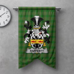 ScotsTee Shop Irish Rafferty or O'Rafferty Clan Coat of Arms Irish Tartan Gonfalon Flag