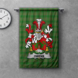 ScotsTee Shop Irish Owens Clan Coat of Arms Irish Tartan Gonfalon Flag