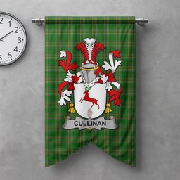 ScotsTee Shop Irish Cullinan or O'Cullinane Clan Coat of Arms Irish Tartan Gonfalon Flag
