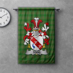 ScotsTee Shop Irish Todd or Tod Clan Coat of Arms Irish Tartan Gonfalon Flag