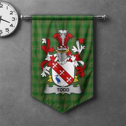 ScotsTee Shop Irish Todd or Tod Clan Coat of Arms Irish Tartan Gonfalon Flag