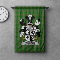 ScotsTee Shop Irish Wemyss Clan Coat of Arms Irish Tartan Gonfalon Flag