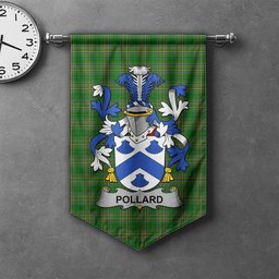 ScotsTee Shop Irish Pollard Clan Coat of Arms Irish Tartan Gonfalon Flag