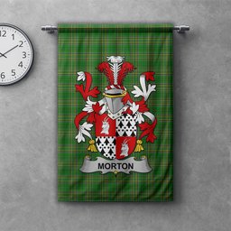 ScotsTee Shop Irish Morton Clan Coat of Arms Irish Tartan Gonfalon Flag