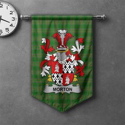 ScotsTee Shop Irish Morton Clan Coat of Arms Irish Tartan Gonfalon Flag