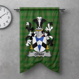 ScotsTee Shop Irish Otway Clan Coat of Arms Irish Tartan Gonfalon Flag