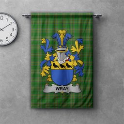 ScotsTee Shop Irish Wray Clan Coat of Arms Irish Tartan Gonfalon Flag