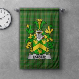 ScotsTee Shop Irish Skereth or Skerret Clan Coat of Arms Irish Tartan Gonfalon Flag