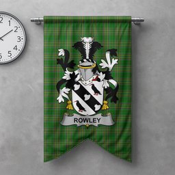 ScotsTee Shop Irish Rowley or O'Rowley Clan Coat of Arms Irish Tartan Gonfalon Flag