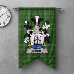 ScotsTee Shop Irish Myers Clan Coat of Arms Irish Tartan Gonfalon Flag