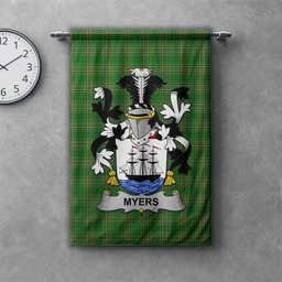 ScotsTee Shop Irish Myers Clan Coat of Arms Irish Tartan Gonfalon Flag